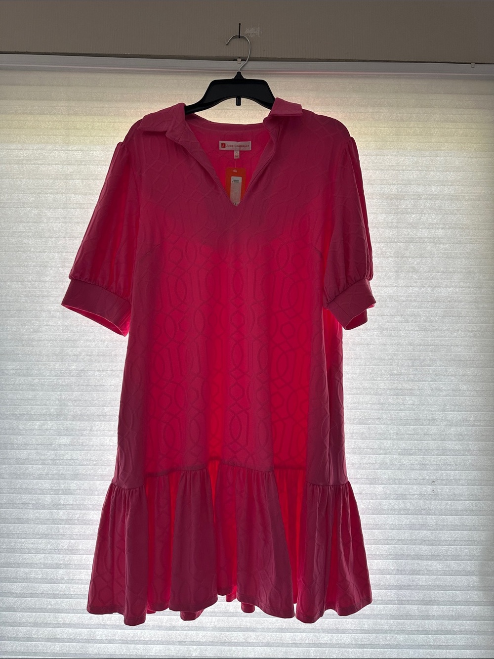 Jude Connally Women’s Pink Collared Short Sleeve Drop-Waist Dress